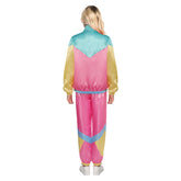 Retro 80s 2 Piece Yellow Pink Colorblocked Set Tracksuit Sportwear For Adult Women Men Cosplay Costume Outfits Halloween Carnival Party Suit